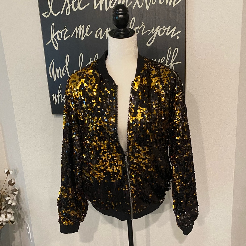 GeeGee Sequin Bomber Jacket NWT